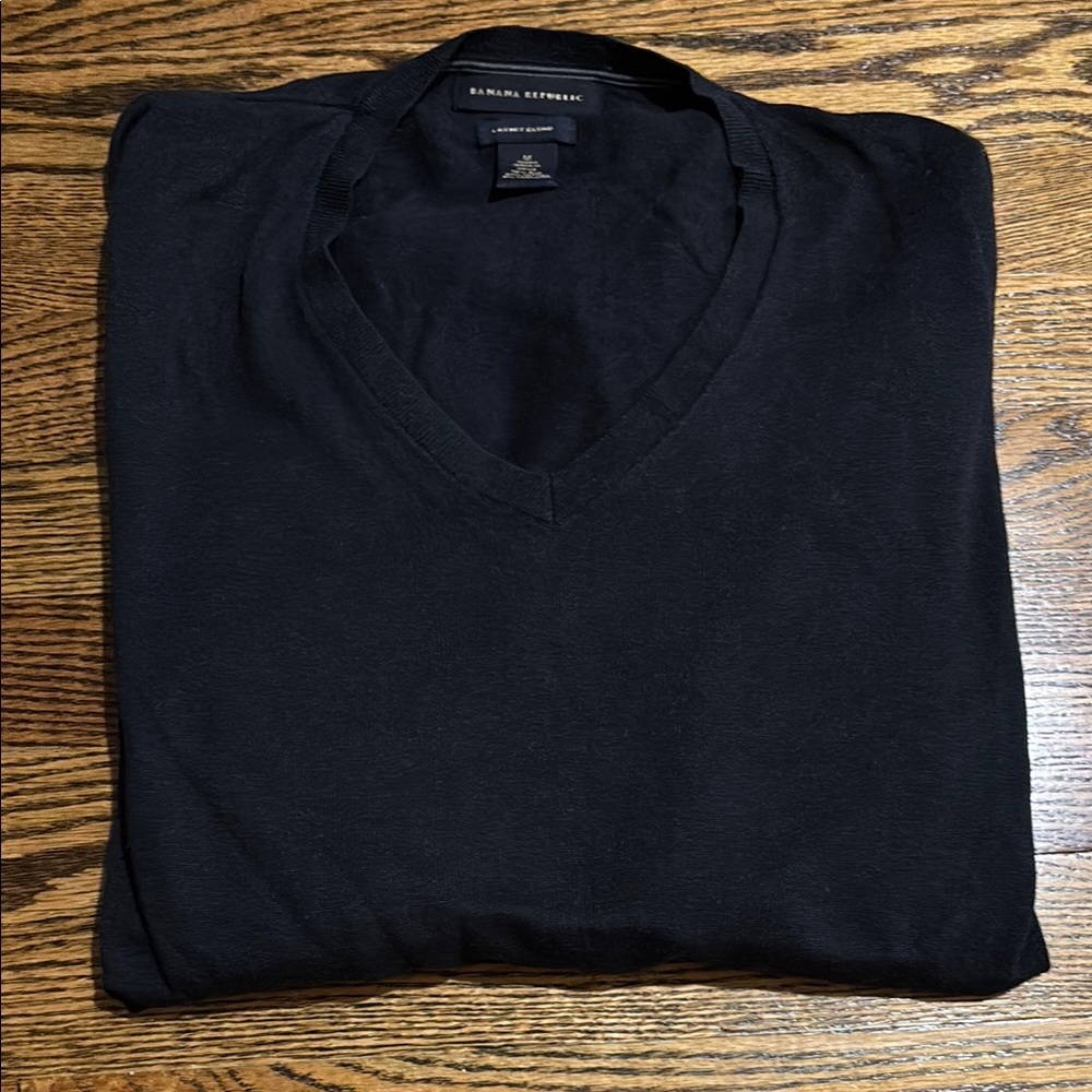 Banana Republic Luxury Blend Navy V-Neck Sweater